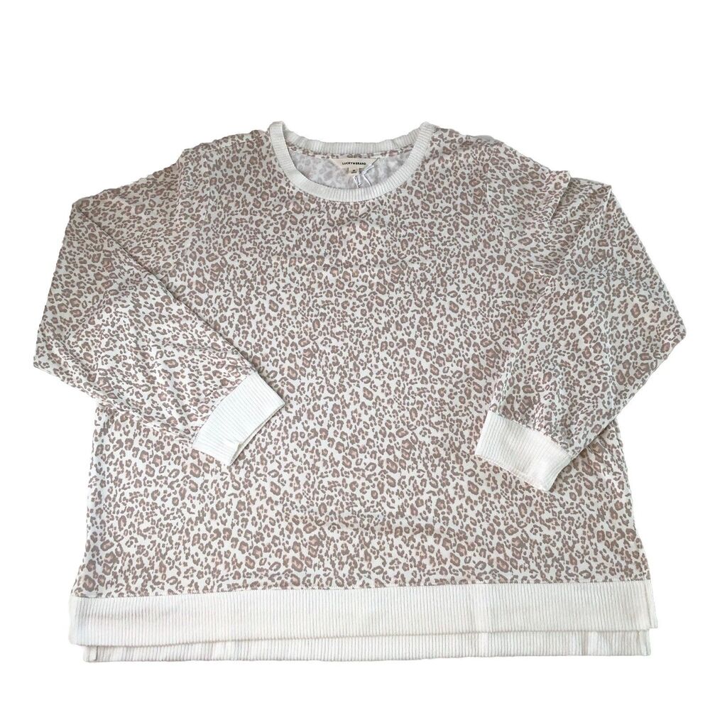 Lucky Brand Women’s Cloud Soft Leopard Print Long Sleeve Top Size 1X  NWT
